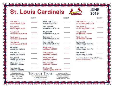 St. Louis Cardinals 2019 Schedule .